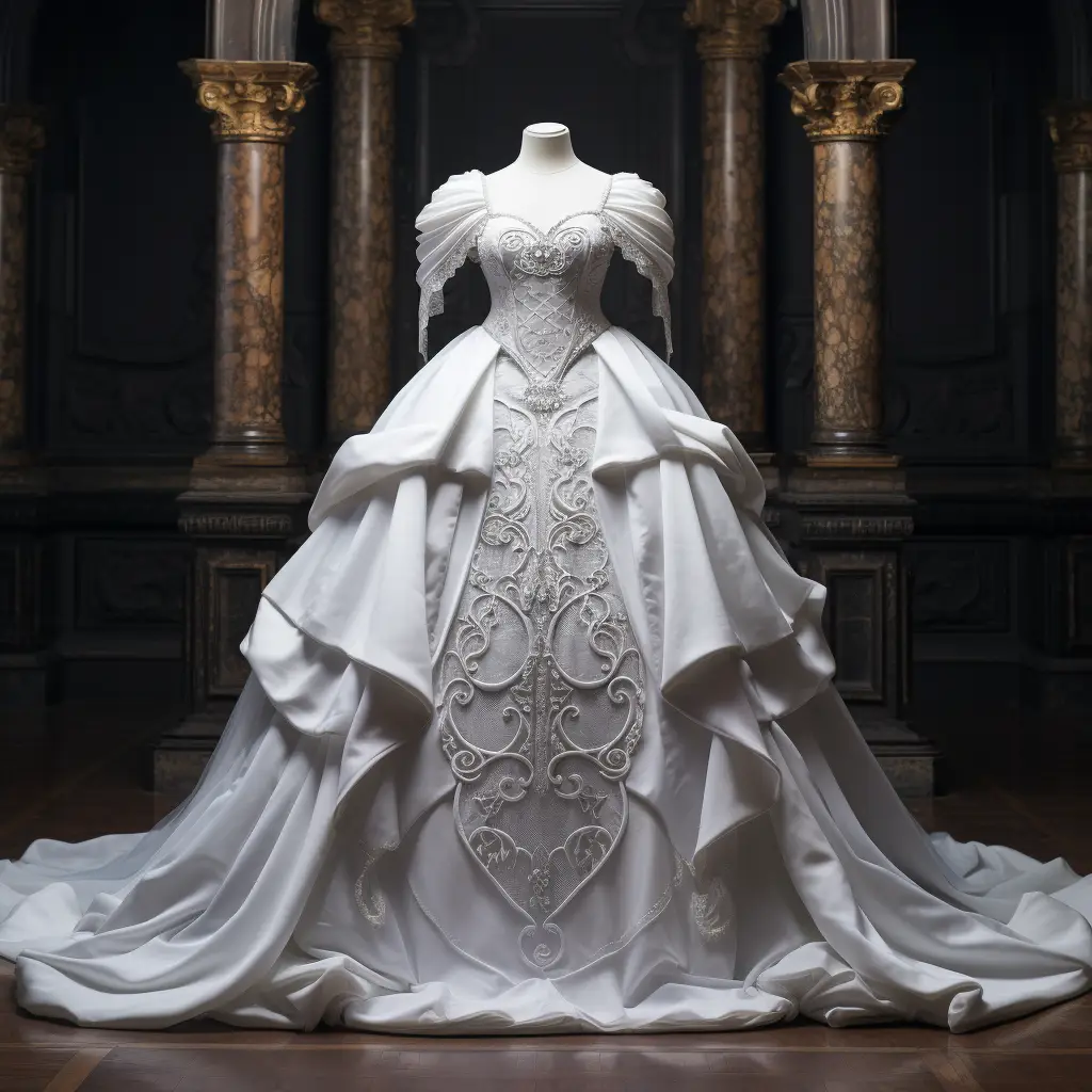 dress wedding noble regal costume designing white