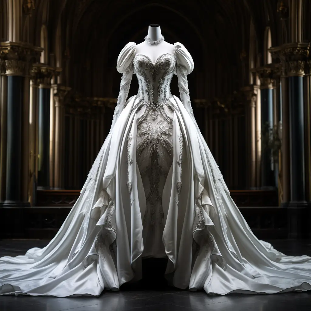 dress wedding noble regal white costume designing