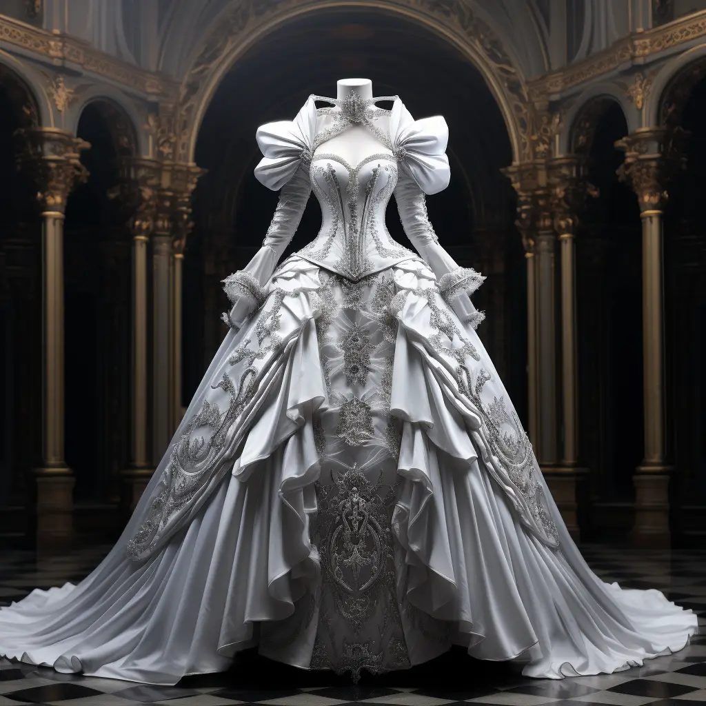 dress wedding regal noble white costume designing