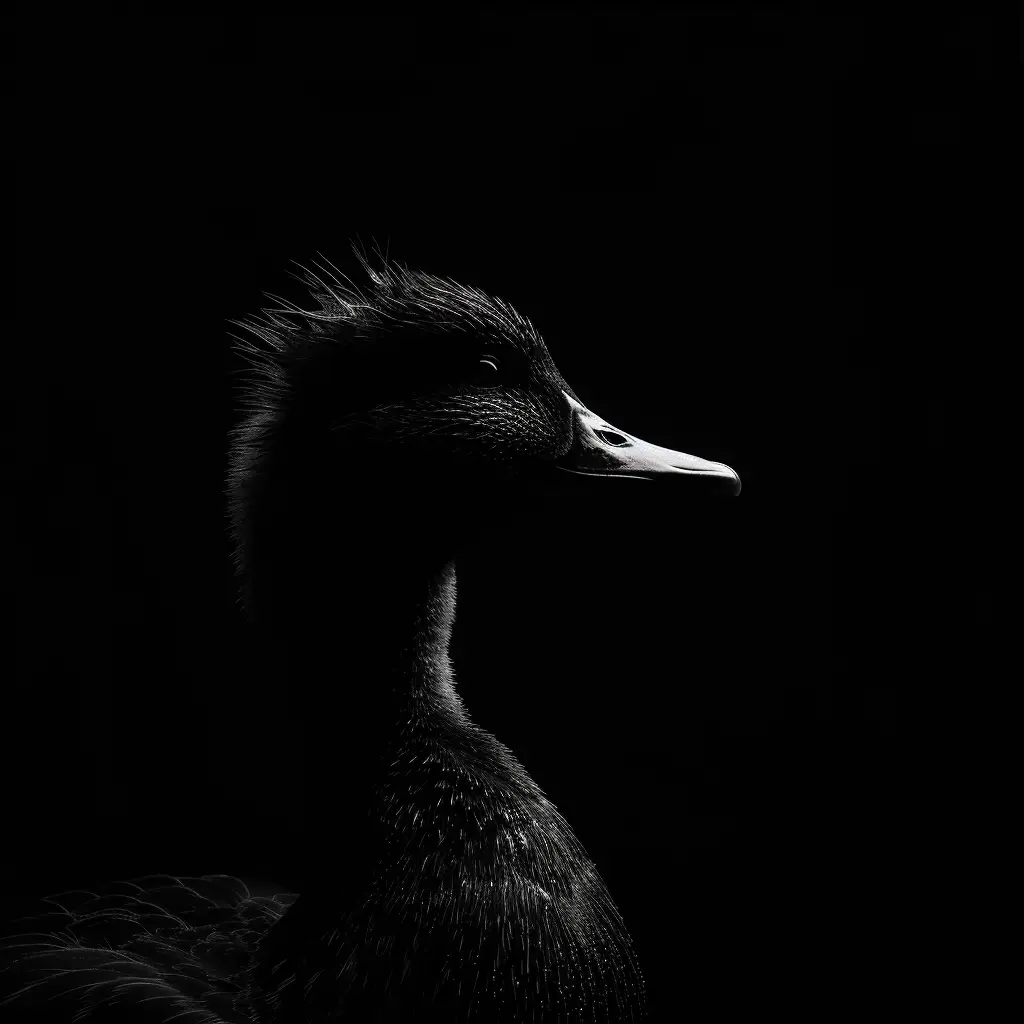 duck black white light face head silhouette mysterious photography