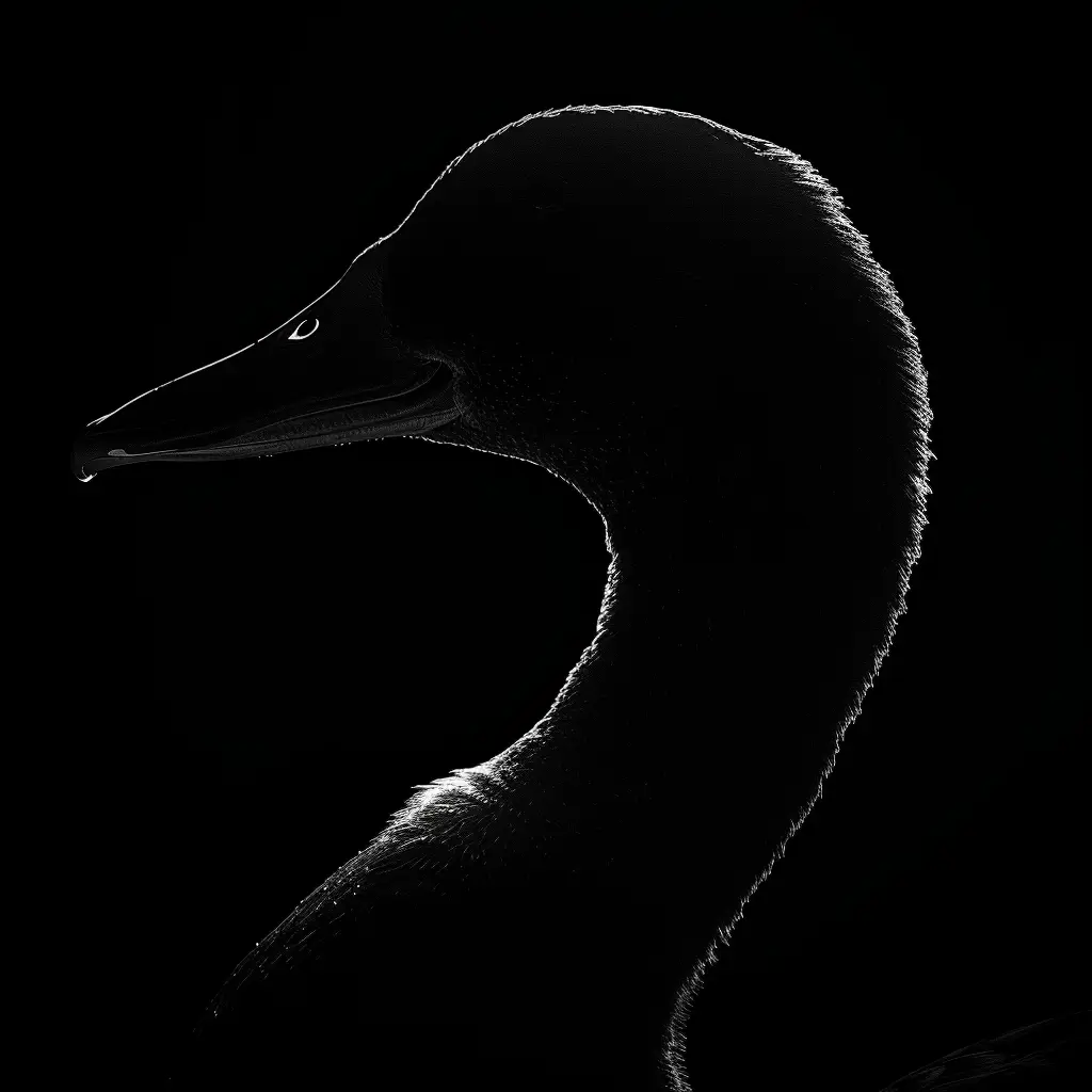 duck black white light head face mysterious silhouette photography