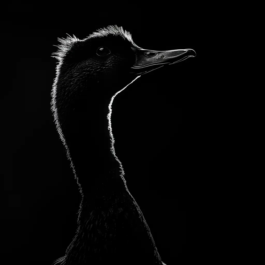 duck black white light head face silhouette mysterious photography