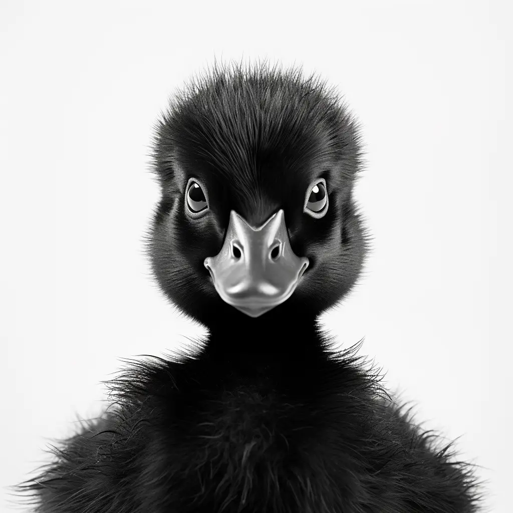 duck little baby black white photography face head front silhouette