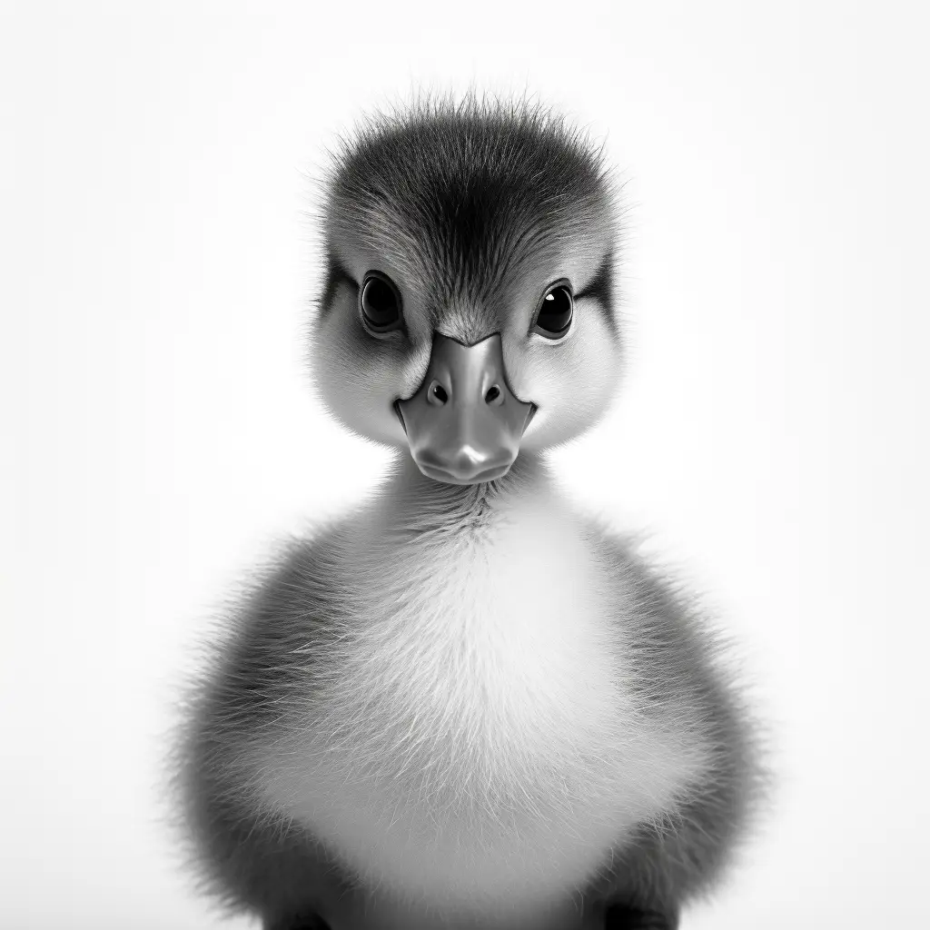 duck little baby black white photography face head silhouette front