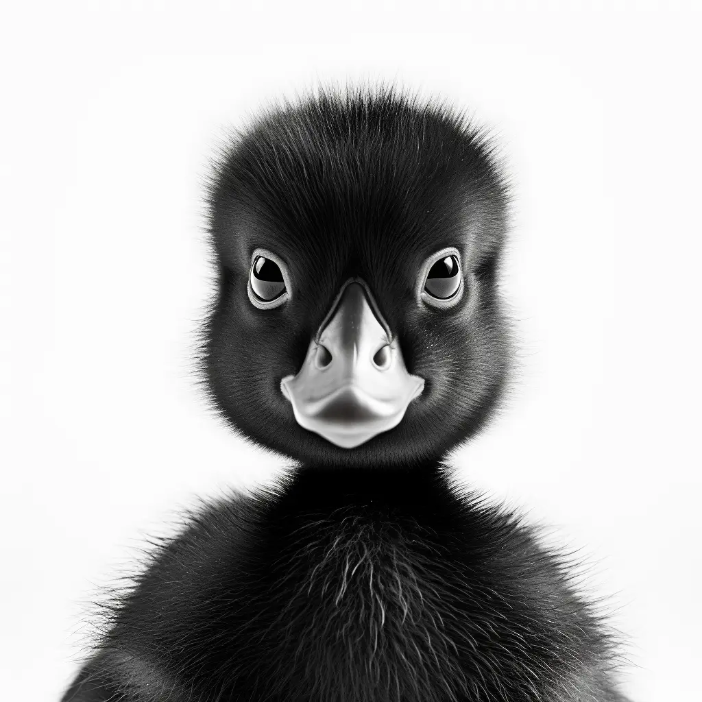 duck little baby black white photography head face front silhouette