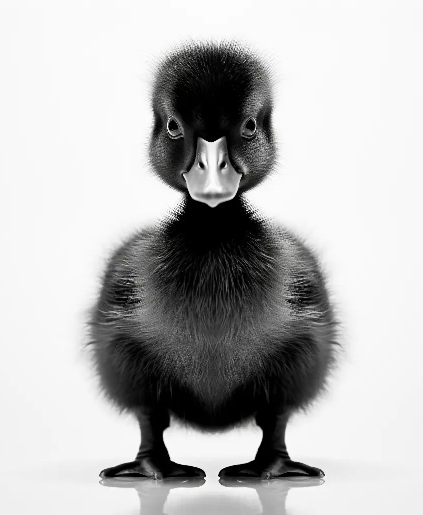 duck little baby black white photography silhouette front