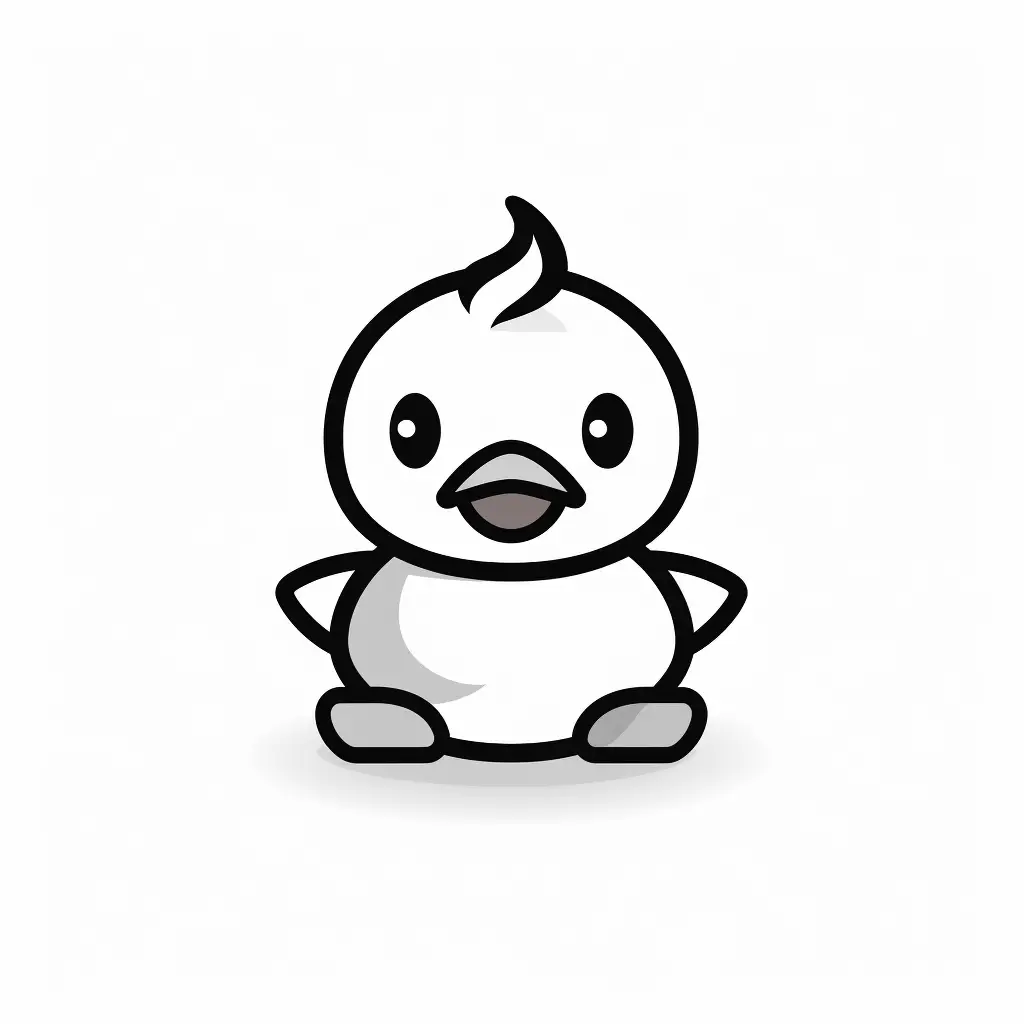 duck thick line cartoon logo vector icon