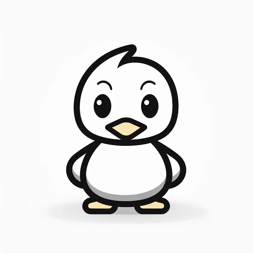 duck thick line cartoon vector logo icon