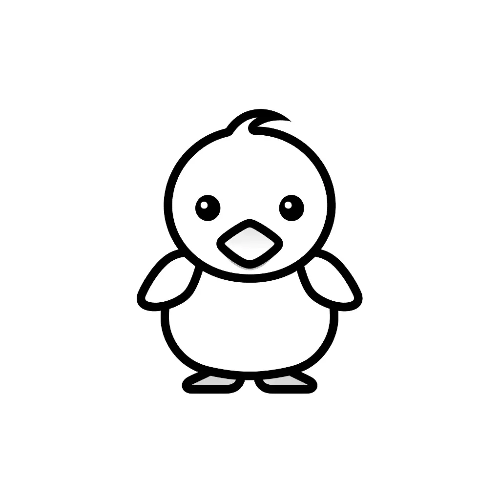 duck thick line logo vector icon cartoon