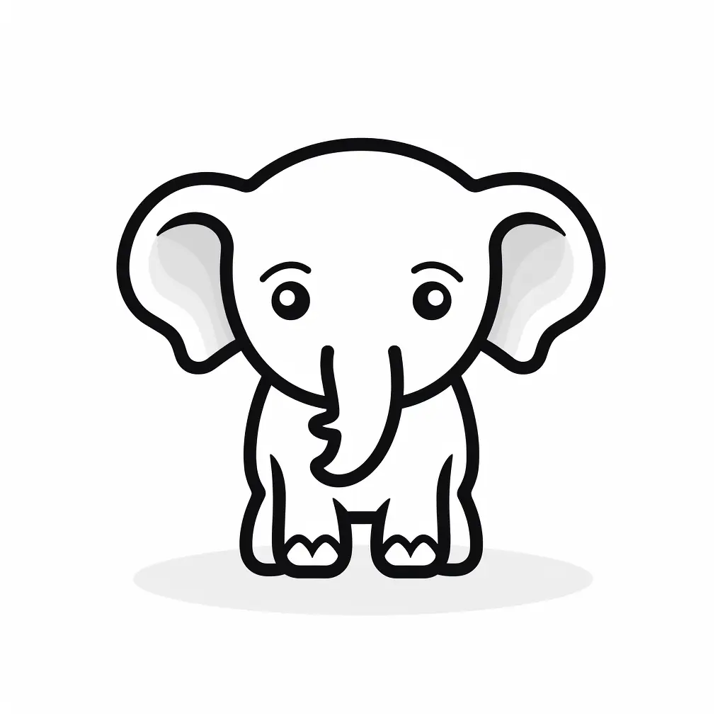 elephant thick line cartoon logo icon vector