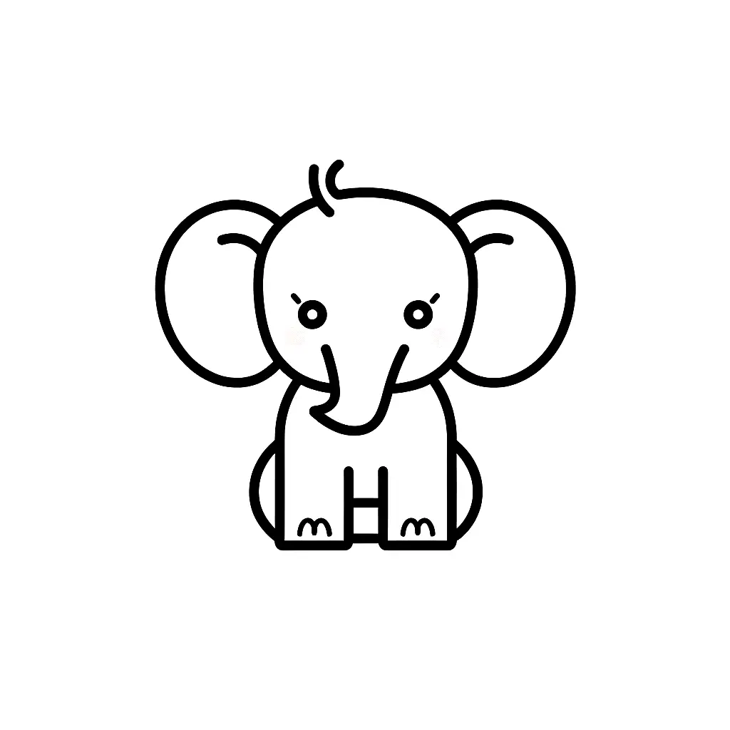 elephant thick line cartoon vector icon logo