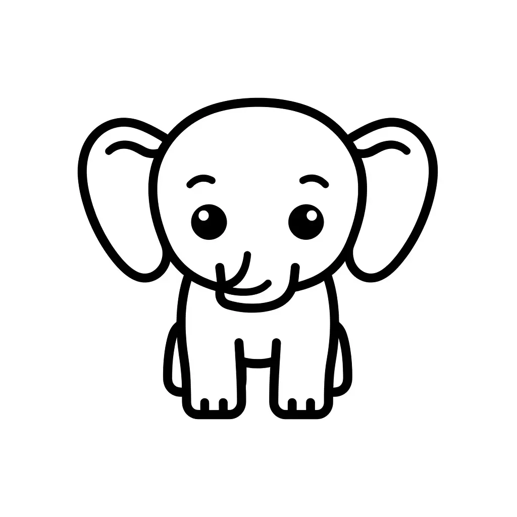 elephant thick line cartoon vector logo icon
