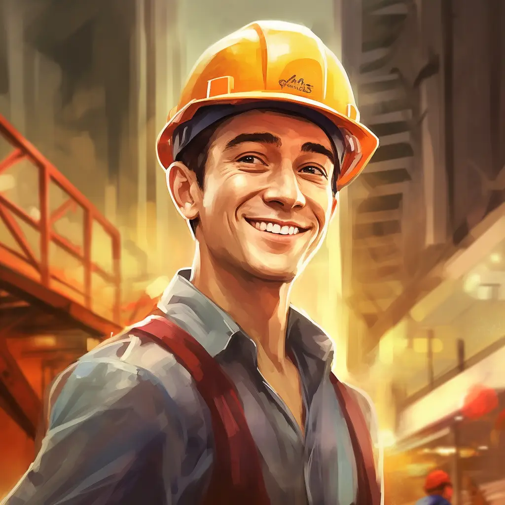 engineer construction man cartoon illustration painting face portrait