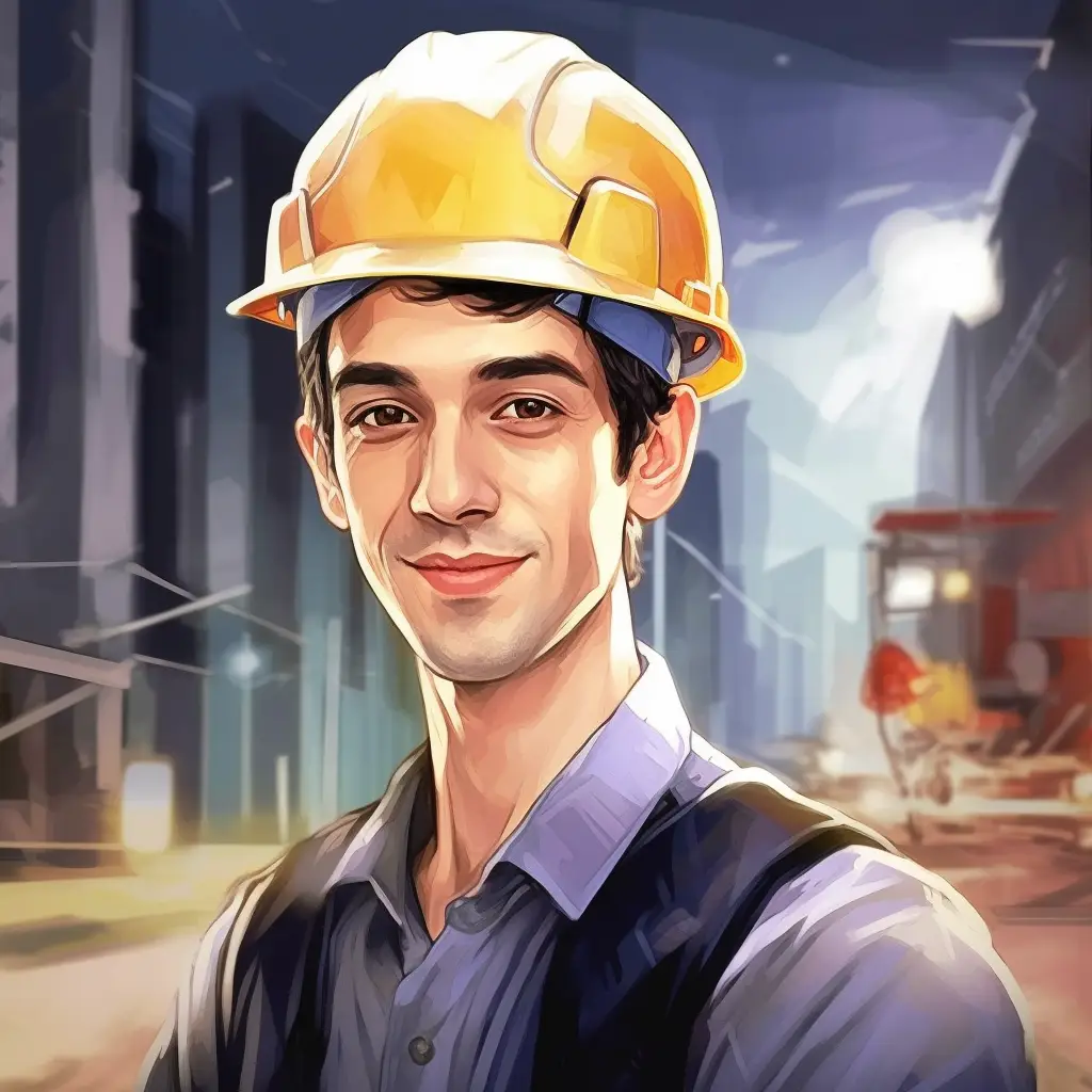 engineer construction man illustration cartoon painting face portrait