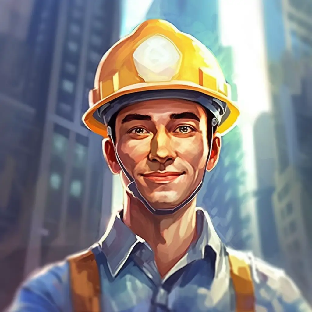 engineer construction man illustration cartoon painting portrait face