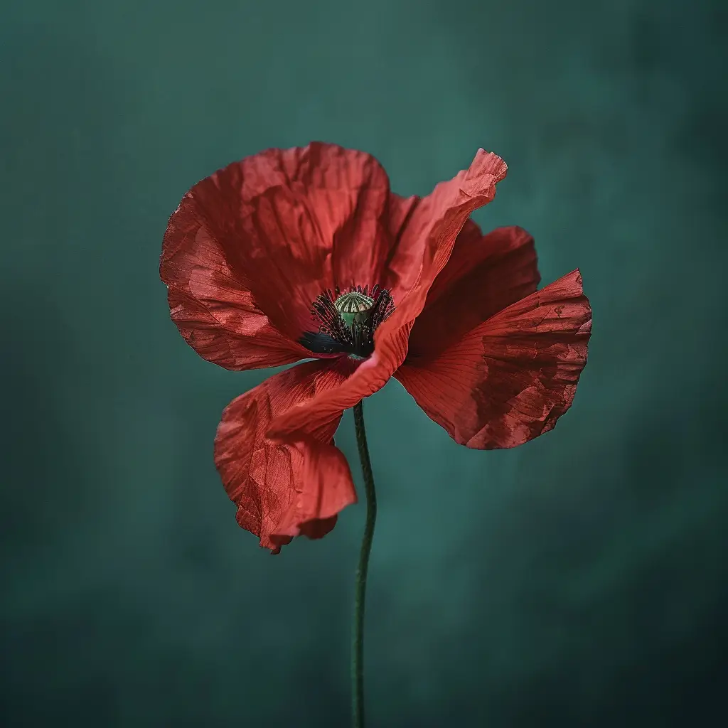 flower single bloom poppy dark green red photography