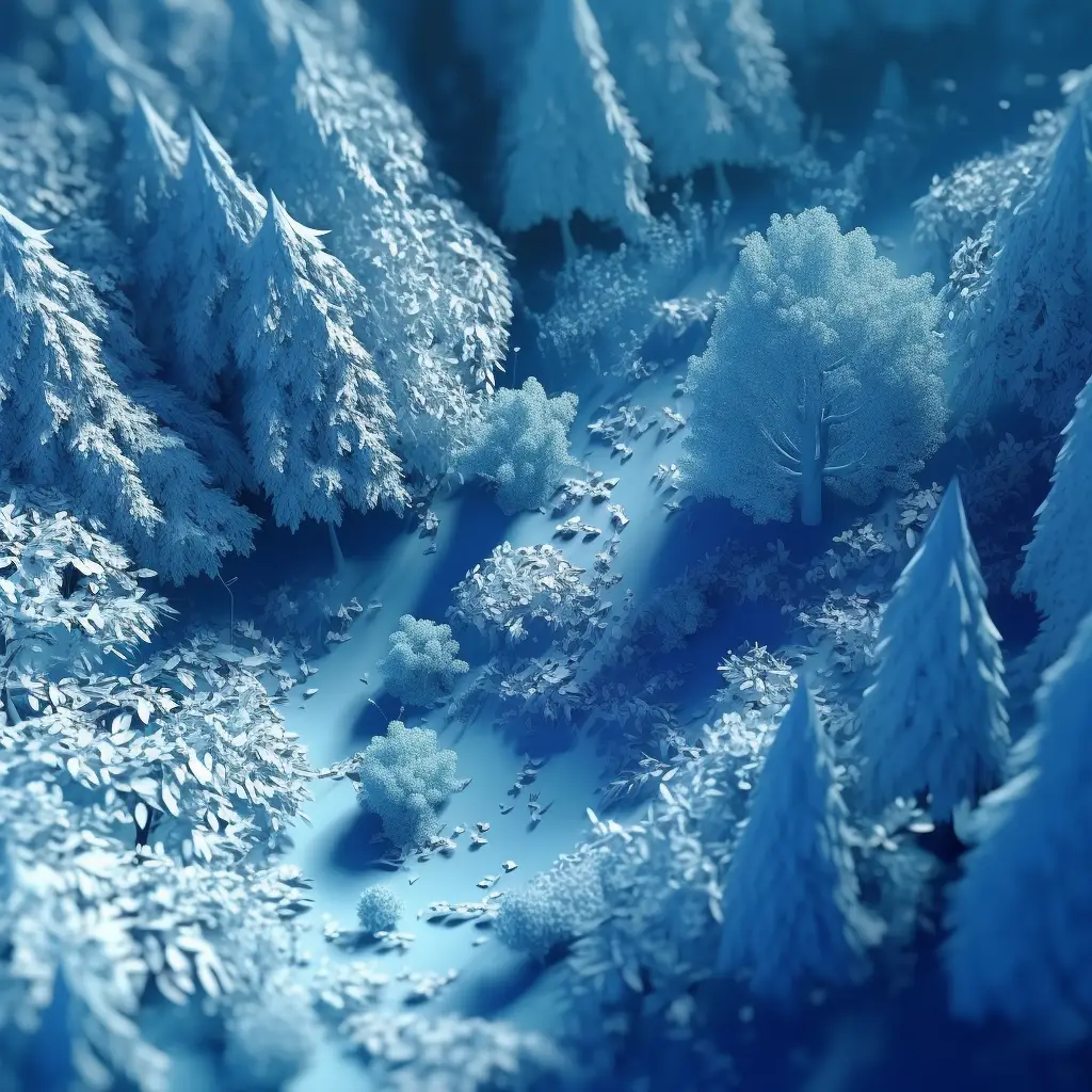 forest tree woods blue scene 3D model