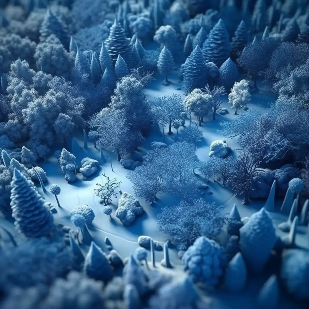 forest woods tree blue scene model 3D