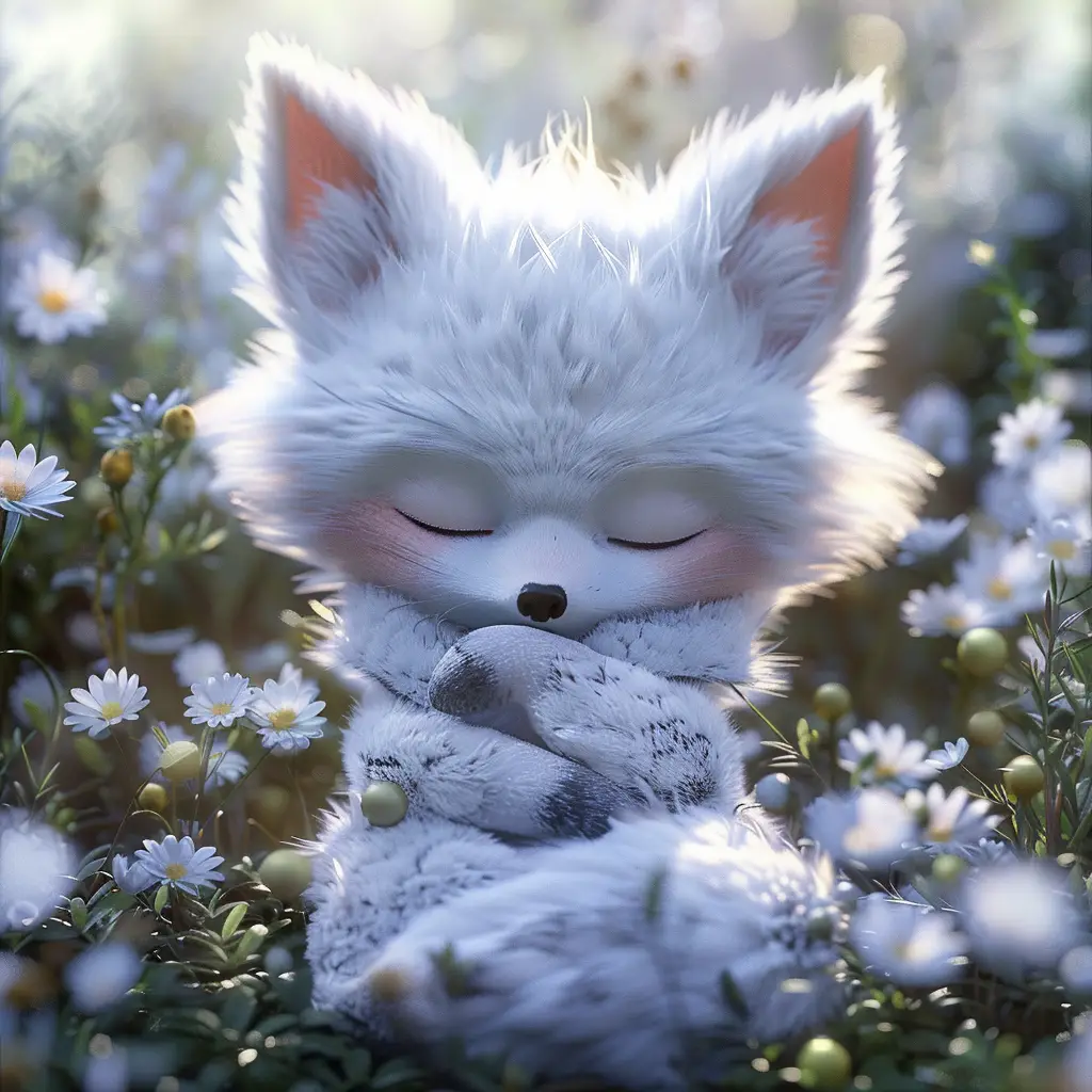 fox baby cute sleep cartoon animation 3D