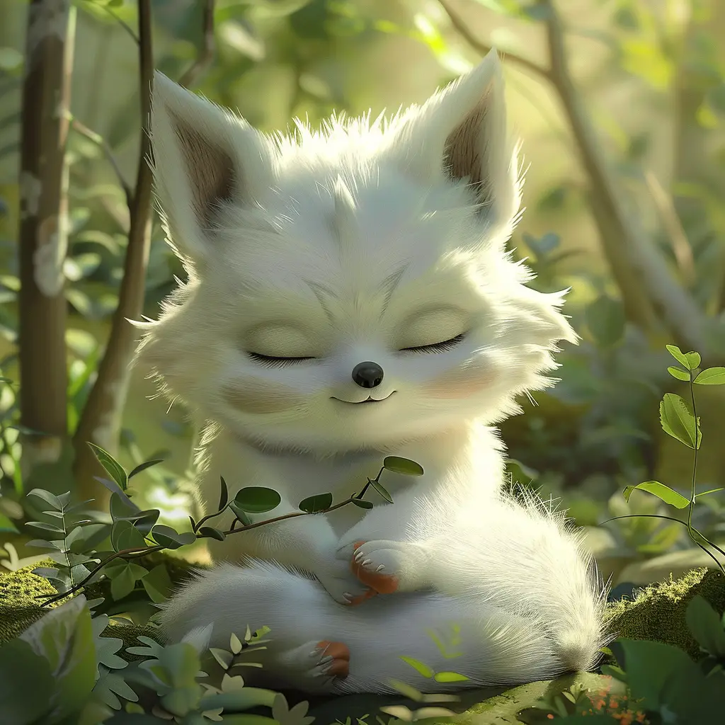 fox baby sleep cute cartoon 3D animation