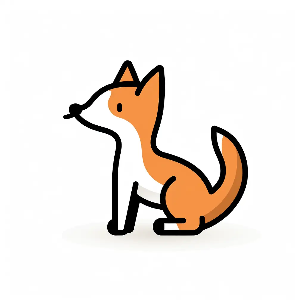 fox stick figure abstract hand drawn doodle thick line vector logo icon