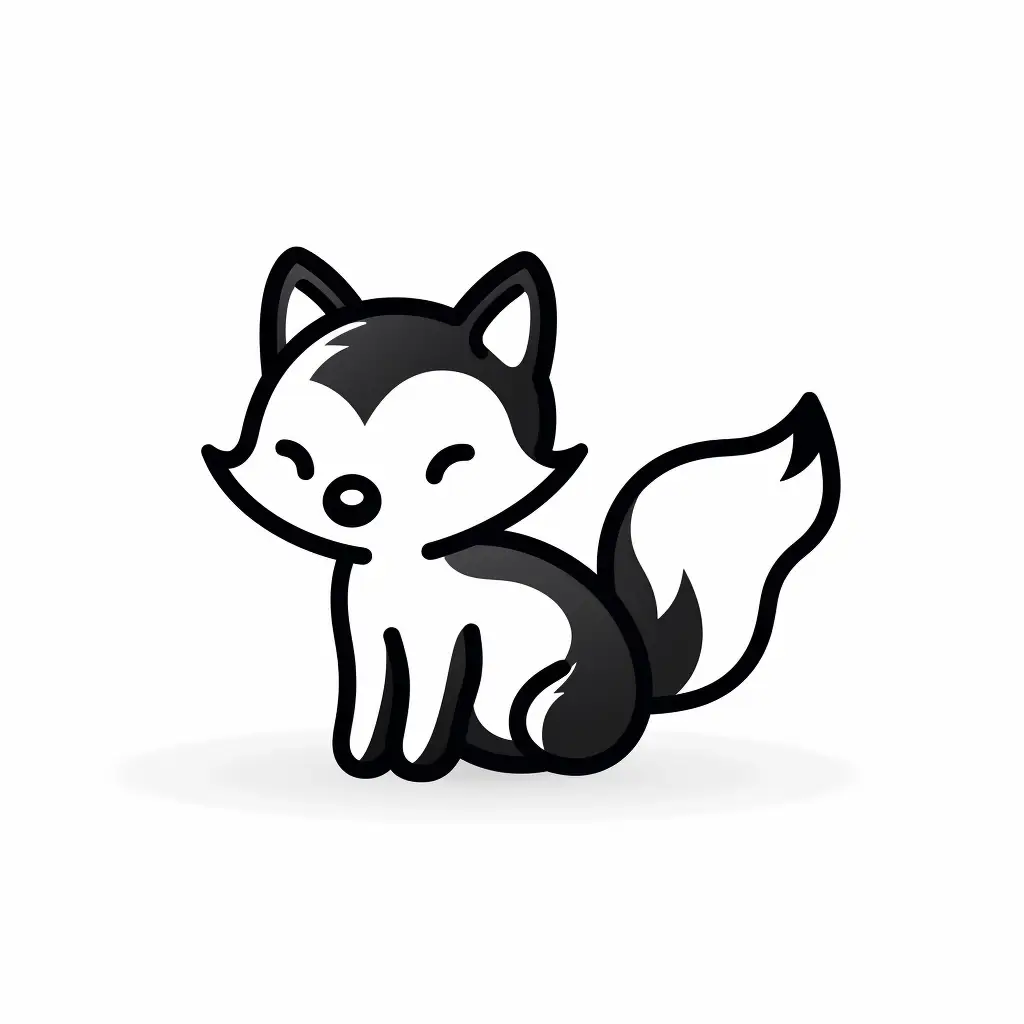 fox thick line cartoon vector icon logo