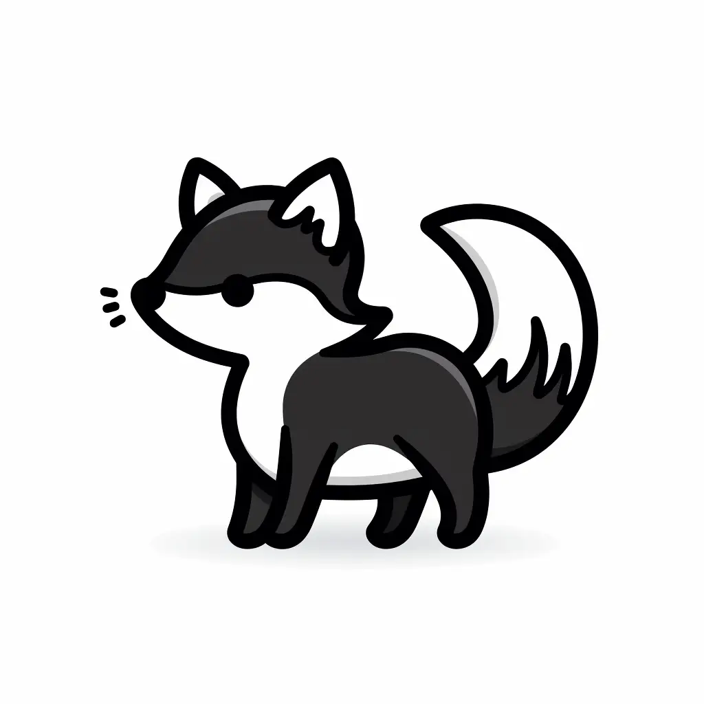 fox thick line cartoon vector logo icon