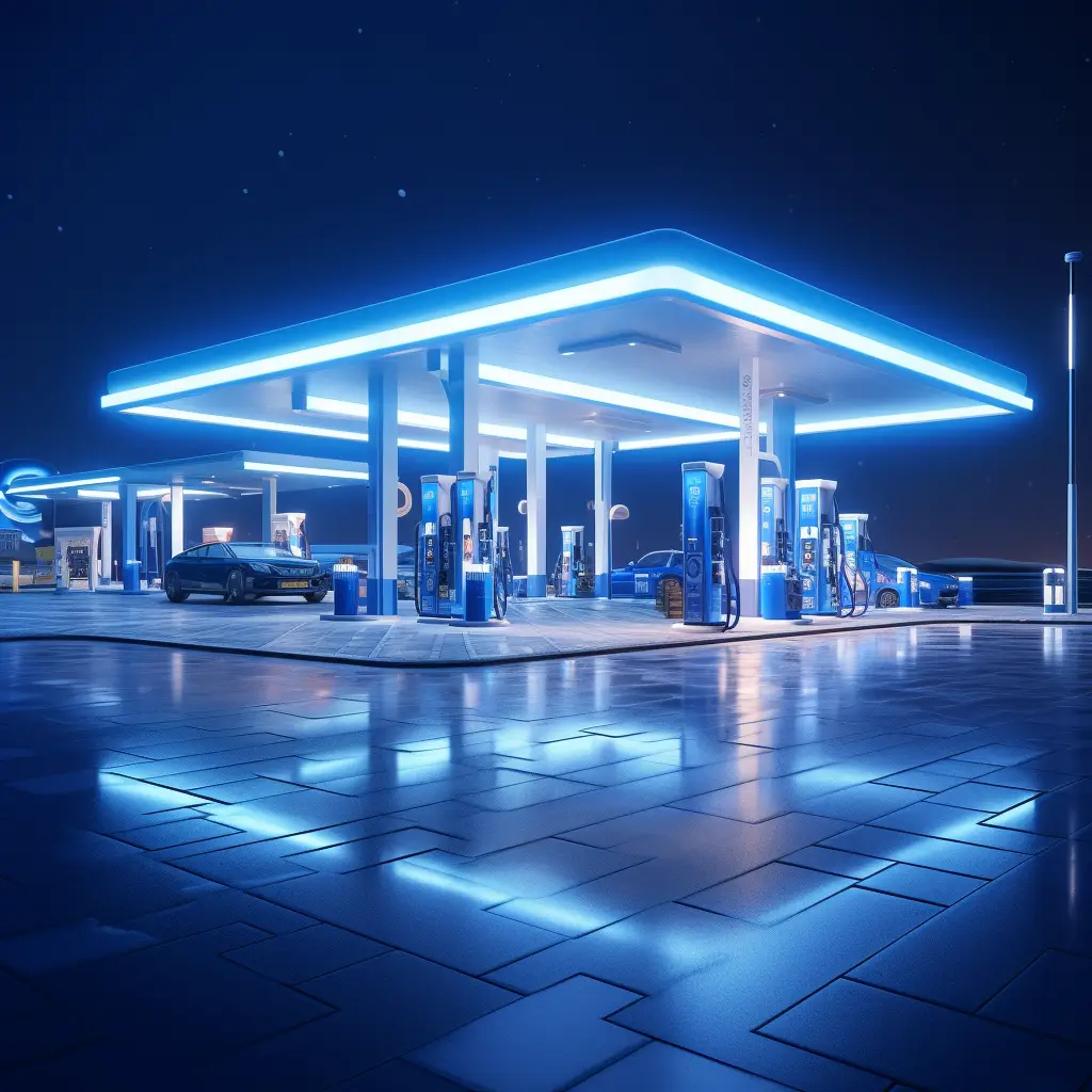 gas petrol station scene blue technology 3D model