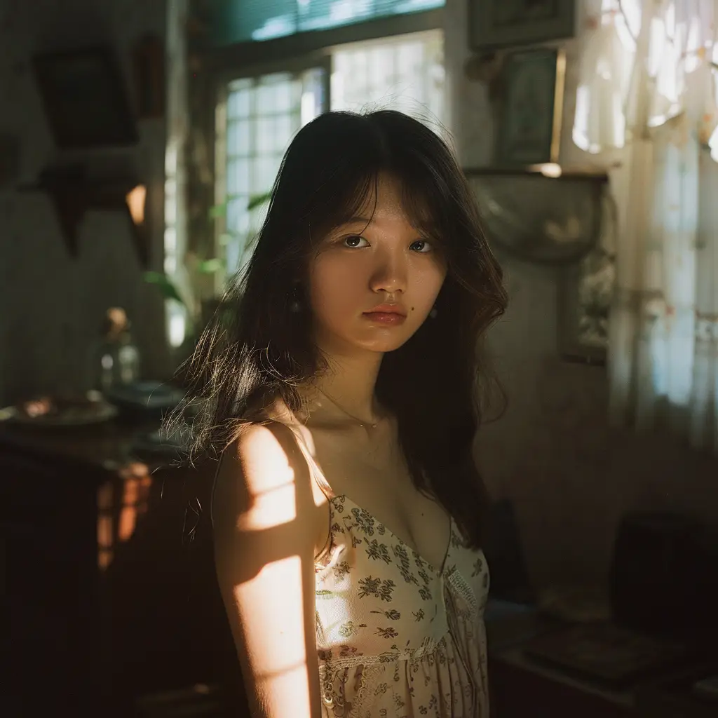 girl Asian light sunshine room photography portrait