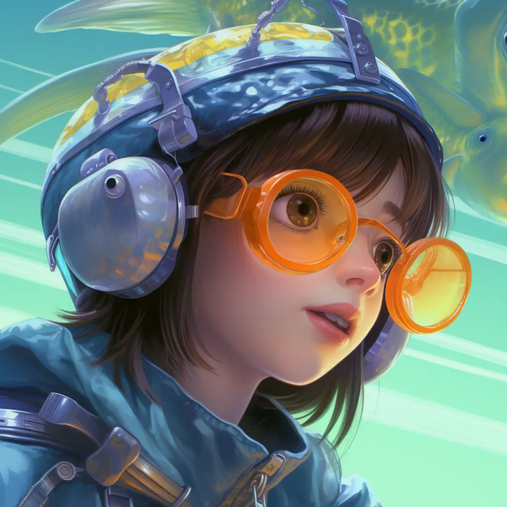 girl swim swimming glasses water sea goggles painting woman portrait