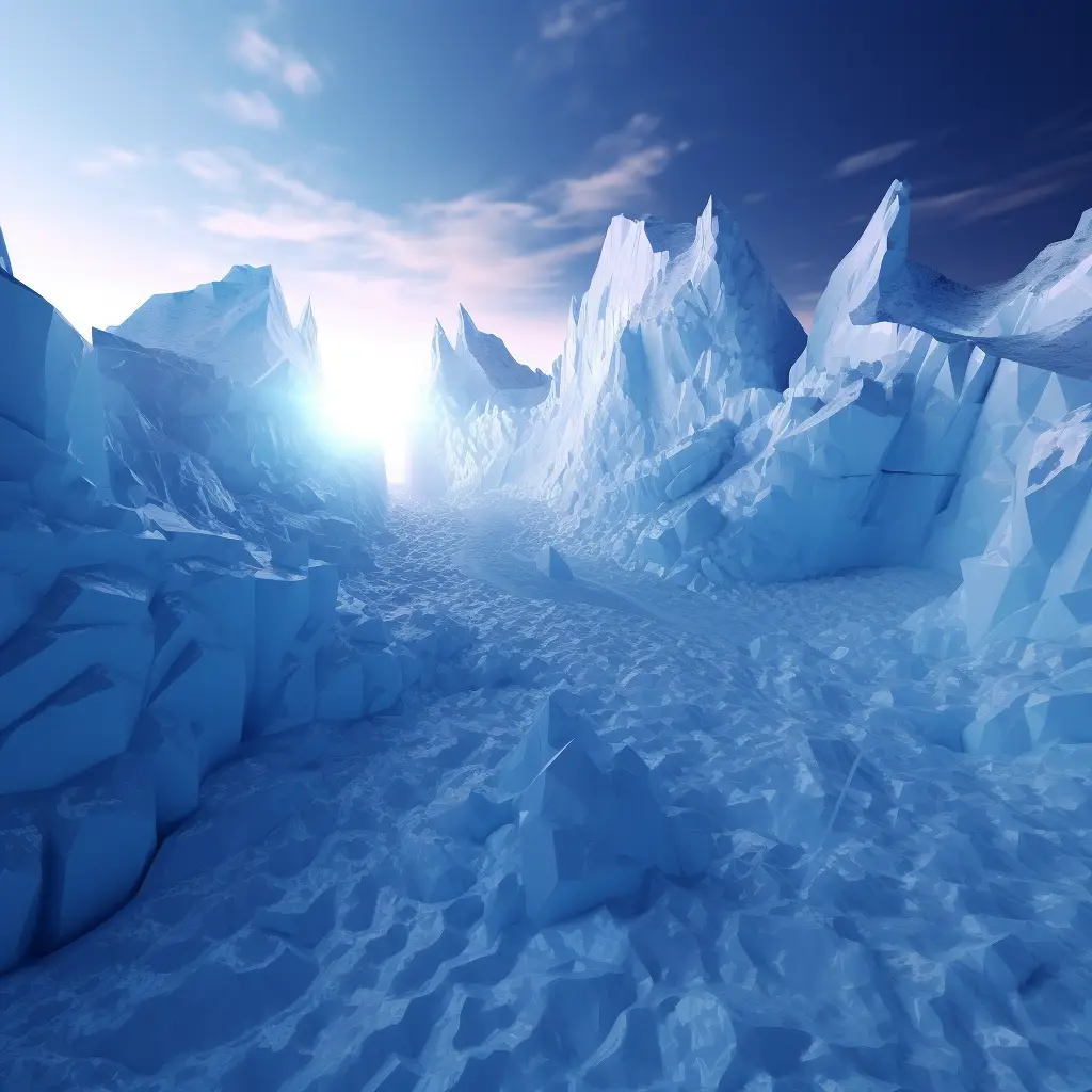glacier mountain range blue scene model 3D