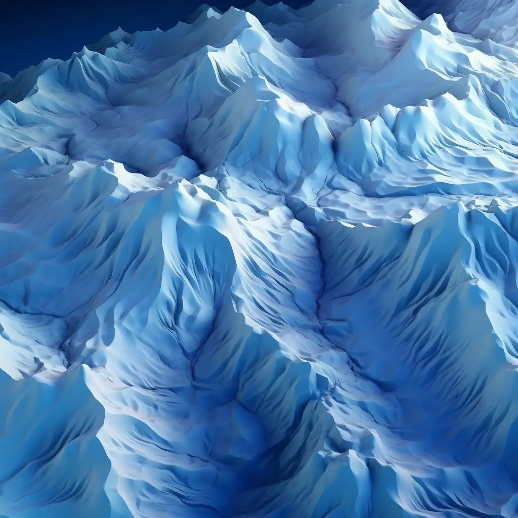 glacier mountain range model blue scene 3D