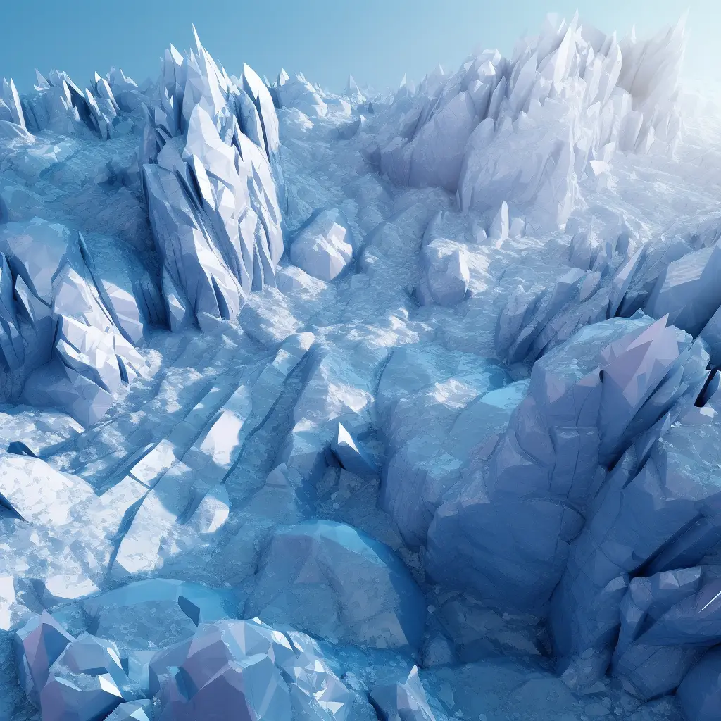 glacier mountain range scene 3D blue model