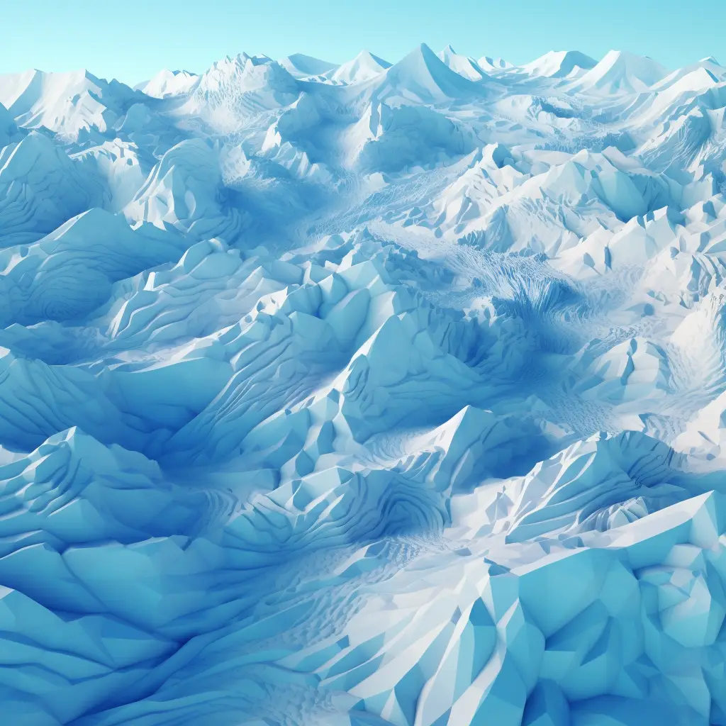 glacier mountain range scene blue 3D model