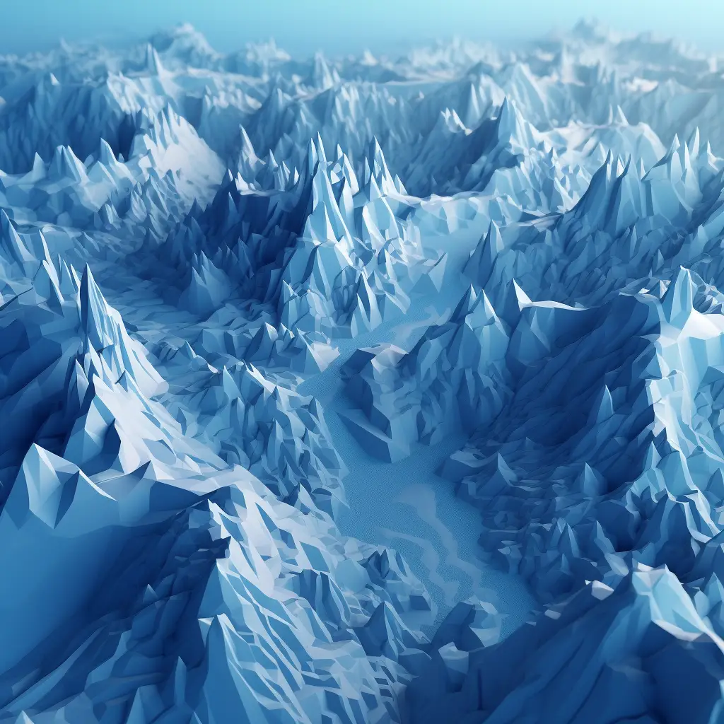 glacier mountain range scene blue model 3D