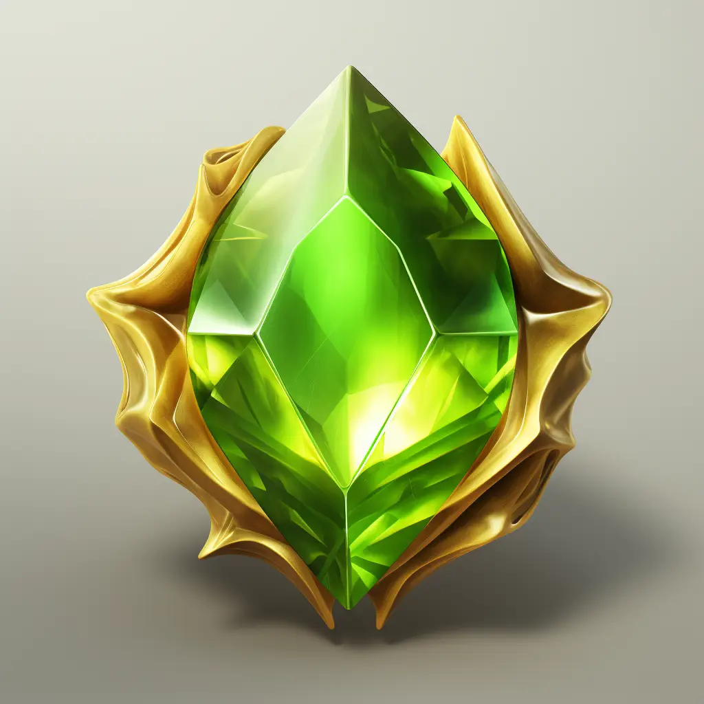 green gemstone sorcerer stone precious icon 3D material UI game golden gold art