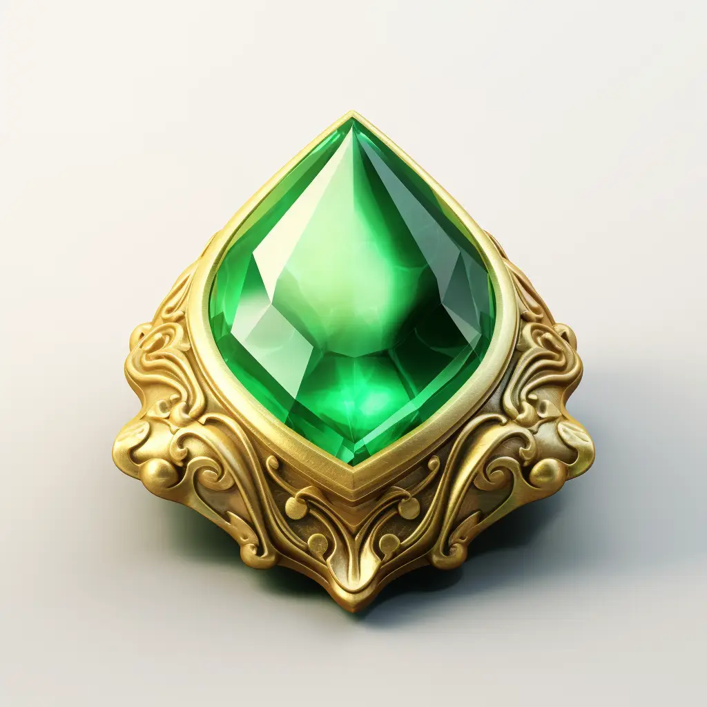 green gemstone sorcerer stone precious icon 3D material game UI golden gold art
