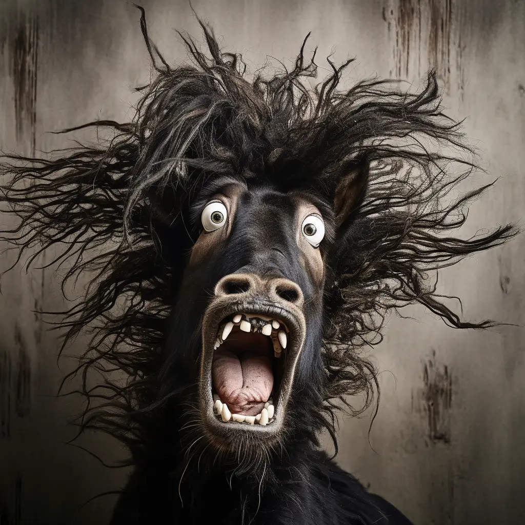 horse black crazy fur photography portrait hair mane mania