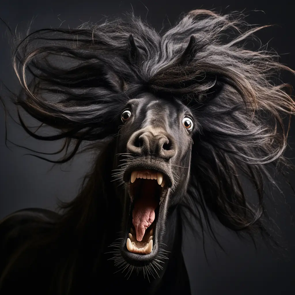 horse black crazy fur portrait hair mane mania photography