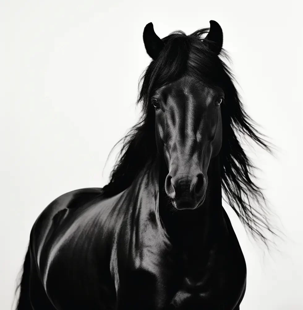 horse black white photography face head front silhouette