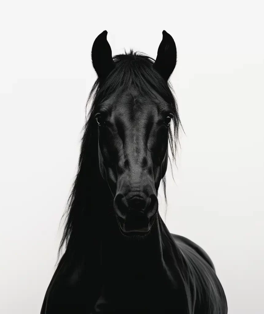 horse black white photography head face front silhouette