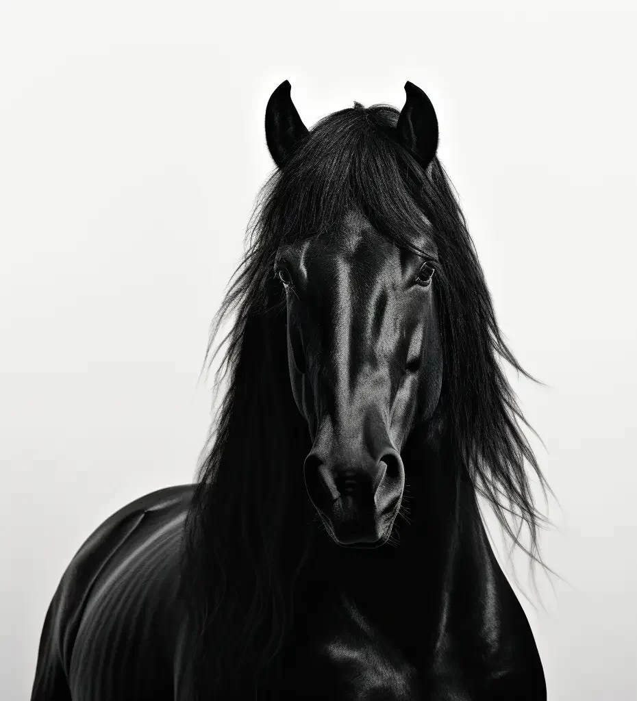 horse black white photography head face silhouette front