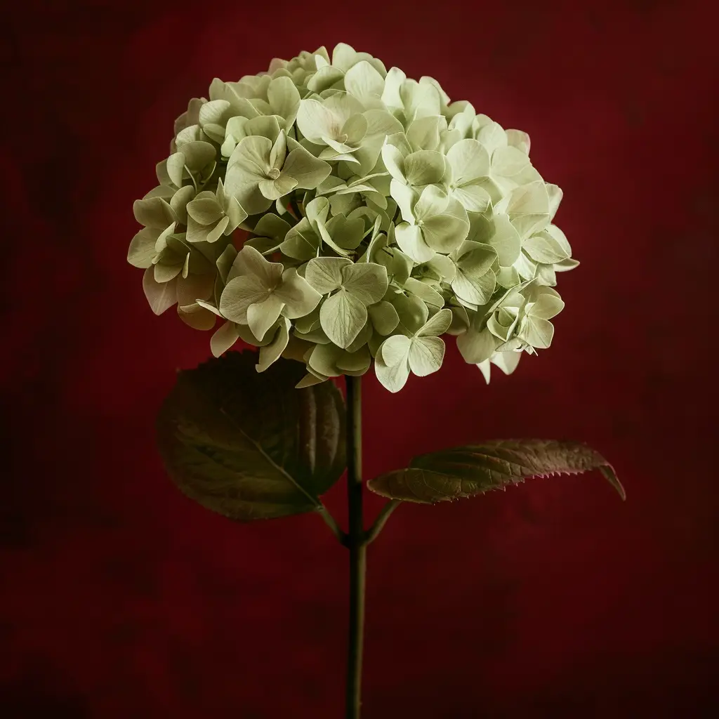 hydrangea flower bloom single green red photography