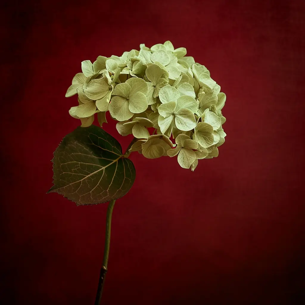 hydrangea flower bloom single red green photography