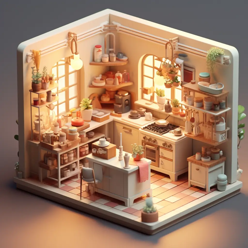 kitchen C4D 3D model space scene