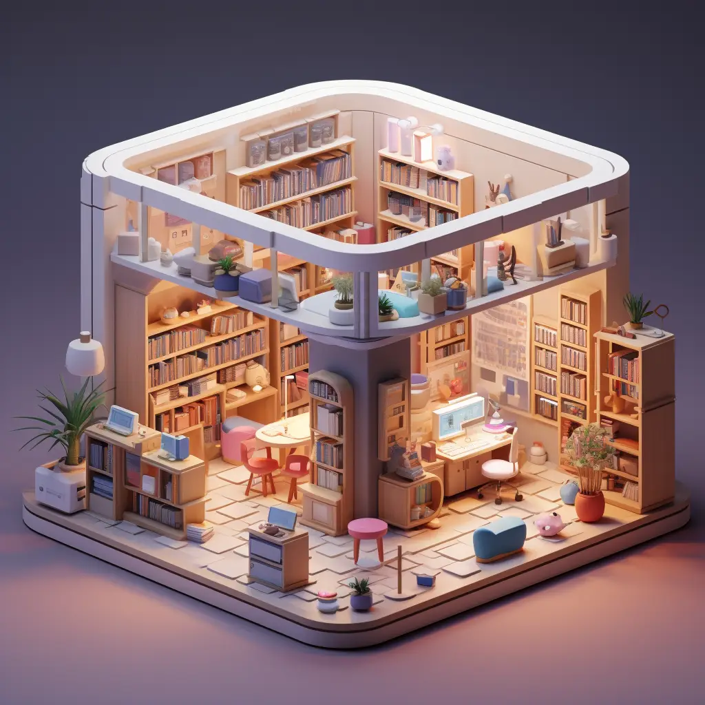 library book 3D C4D model space scene