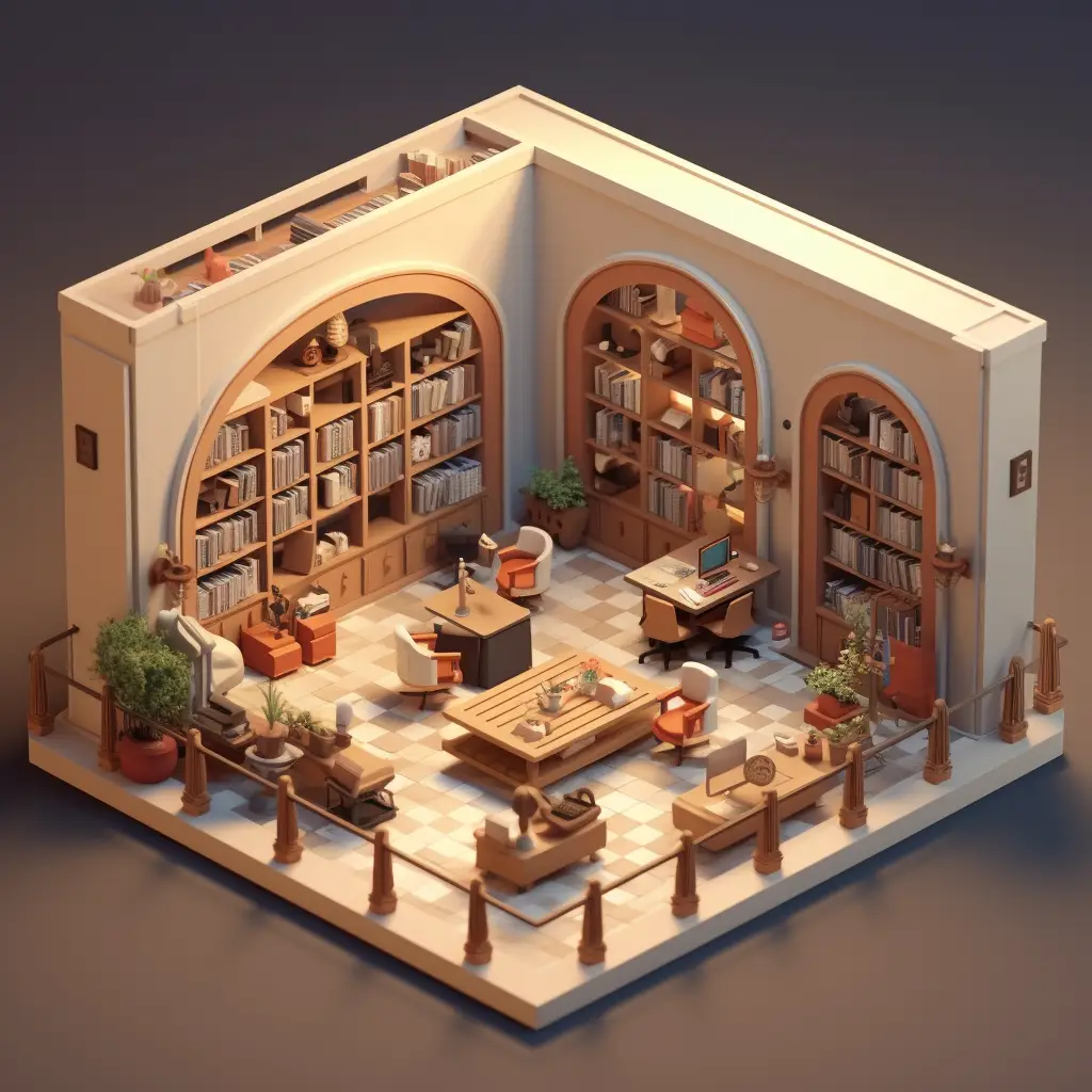 library book 3D C4D space model scene