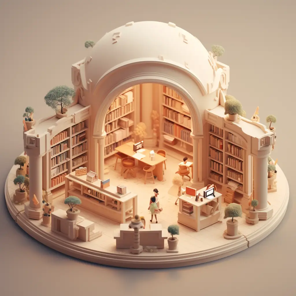 library book C4D 3D space model scene