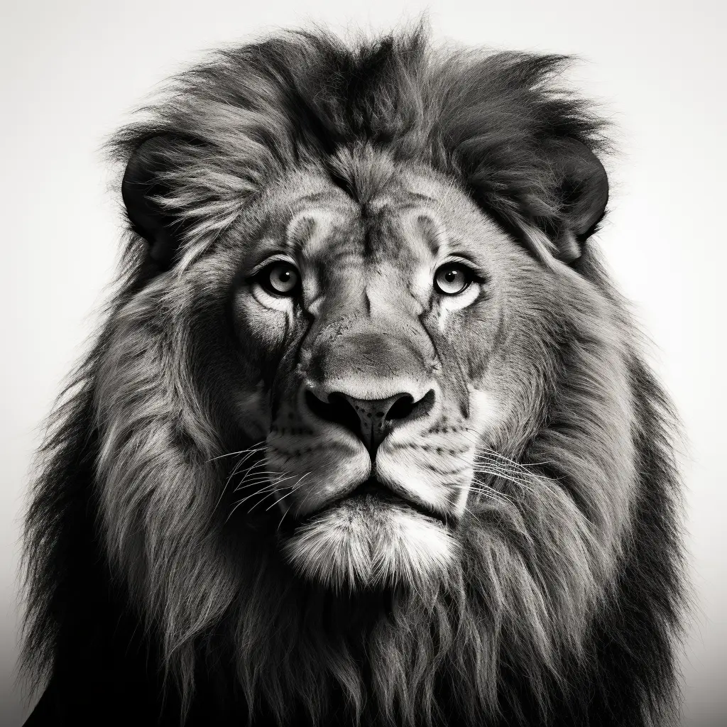 lion black white photography face head front silhouette