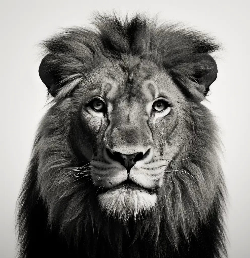 lion black white photography head face silhouette front